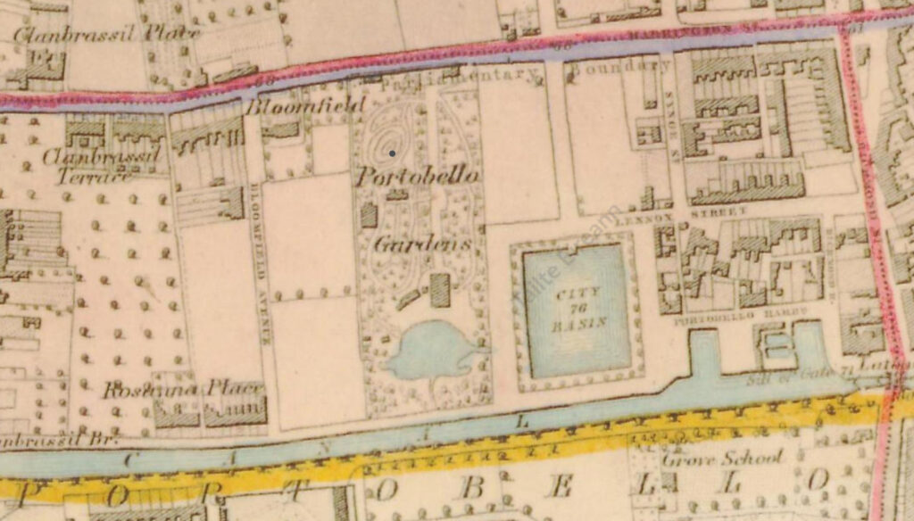 Photograph of the Ordnance Survey map showing Portobello Gardens