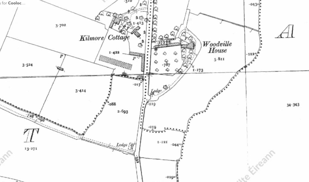 Excerpt from OS 25-inch map showing the location of the Kilmore Houses.